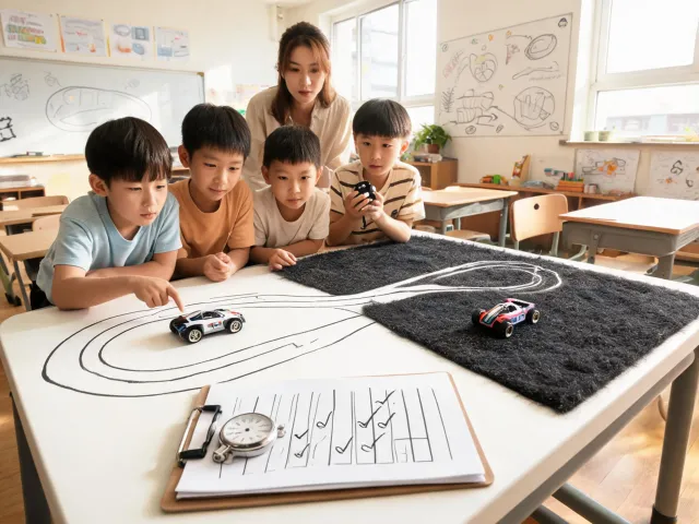 Classroom STEM lap timing with electric toy cars